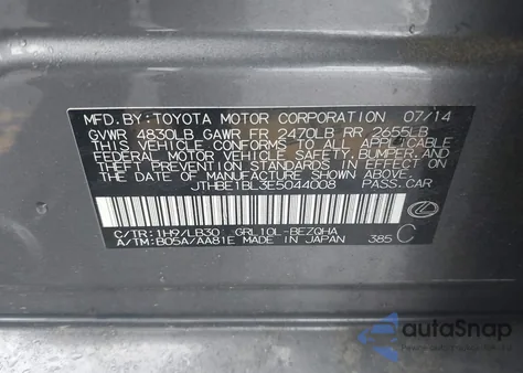 2014 Lexus Gs z USA, uszkodzony, nr VIN JTHBE1BL3E5044008